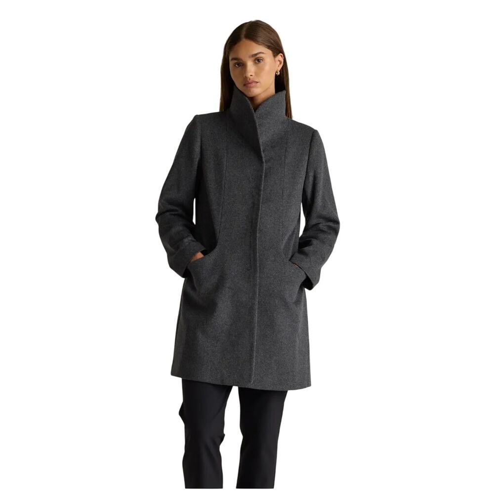 New Quince Womens Mod Italian Wool Cocoon Coat Preppy Heather Charcoal $170 3X